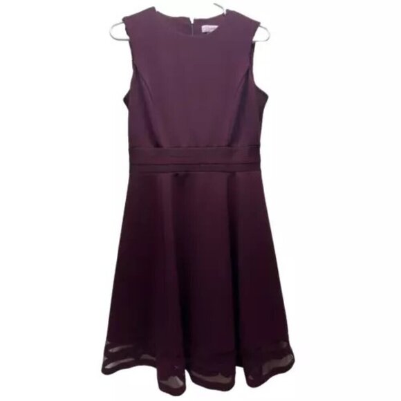 Calvin Klein Women's Dress Size 6 Purple Plum Fit & Flare Sleeveless Midi EUC - Picture 1 of 14